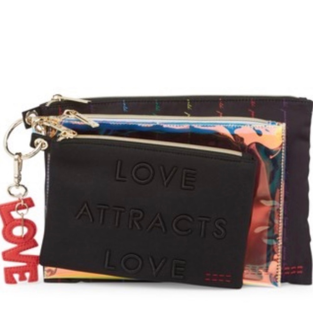 Peace Love World Clutch Trio With Key FOB Rainbow
